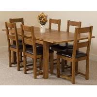 Cotswold Rustic 132-198cm Extending Dining Table & 6 Lincoln Rustic Oak Chairs