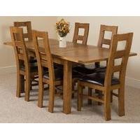 cotswold rustic 132 198cm extending dining table 6 yale rustic solid o ...