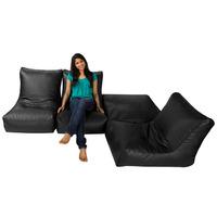 Corner Sofa Collection Faux Leather Black