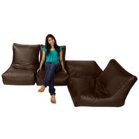 Corner Sofa Collection Faux Leather Brown