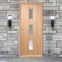 copenhagen oak external door and frame set with fittings and frosted s ...