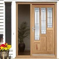 Coventry Oak Door with Elegant Double Glazing and Frame Set with One Unglazed Side Screen