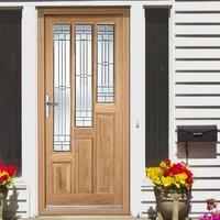 Coventry Exterior Oak Door and Frame Set with Elegant Double Glazing