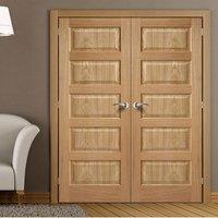 contemporary 5 panel oak veneered fire door pair prefinished