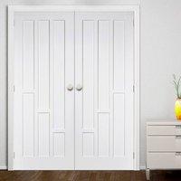 Coventry Style White Primed Panel Fire Door Pair, 30 Minute Fire Rated