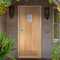 cottage external oak door with bevel style tri glazed