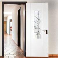 Contemporary Lightly Grained Pvc Door - Forfar Abstract Clear Glass