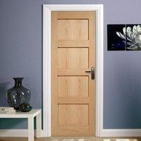 Contemporary 4 Panel Oak Fire Door is 1/2 Hour Fire Rated.