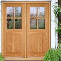 Cottage 4L Exterior Oak Double Door and Frame Set with Clear Double Safety Glazing