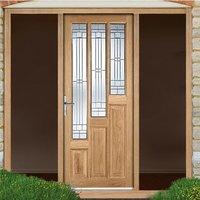 Coventry Exterior Oak Door with Elegant Double Glazing and Frame Set with Two Unglazed Side Screens