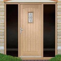 cottage oak exterior door with black leadwork bevelled tri glazing and ...