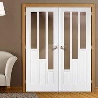 Coventry Style White Primed Door Pair with Clear Safety Glass
