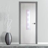 Contemporary Stirling Lightly Grained Pvc Door - Clear Toughened Glass with Sandblast Squares