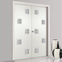 Contemporary Internal PVC Door Pair with Charlotte Prairie Geometric Design Safety Glass