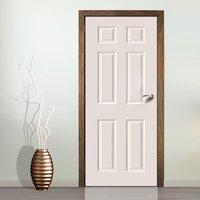 Corniche White Primed 6 Panel Fire Door with Grained Effect is 1/2 Hour Fire Rated