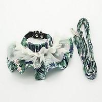 Collar Leash Foldable Adjustable Flower/Floral Lace Fabric