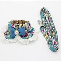 Collar Leash Foldable Adjustable Flower/Floral Lace Fabric