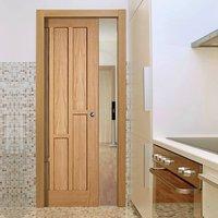 Coventry Contemporary Oak Panel Fire Pocket Door - 30 Minute Fire Rated