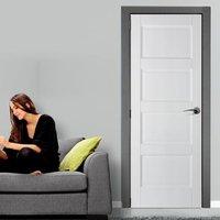 Contemporary 4P White Solid Fire Door is a Shaker Style 1/2 Hour Fire Rated Door