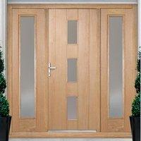 copenhagen exterior oak door and frame set with two side screens and f ...