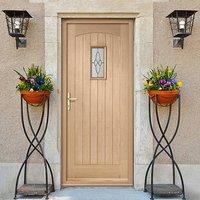 Cottage Exterior Oak Door and Frame Set with Black Caming Double Glazing