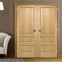 Contemporary 3 Panel Oak Veneered Door Pair, Prefinished