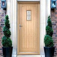 Cottage External Oak Door and Frame Set with Fittings and Black Caming Double Glazing