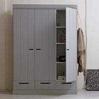 CONNECT Contemporary 3 Door Wardrobe with Storage in Concrete Grey