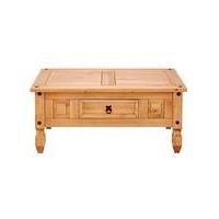 corona solid pine storage coffee table
