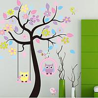 Colorful Tree Owls PVC Wall Sticker