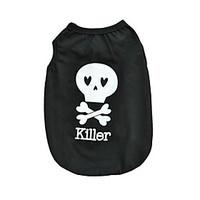Cool Black Cotton Halloween Skull Killer Vest Shirt Summer Dog Clothes for Pets