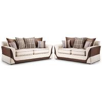 Costa Fabric 3 and 2 Seater Suite Brown and Cream
