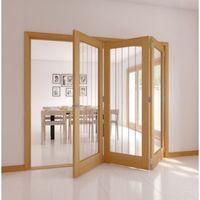 Cottage 1 Lite Oak Veneer Glazed Internal Folding Door RH (H)2035mm (W)2374mm