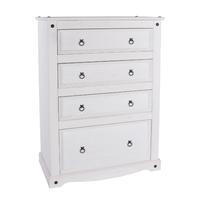 corona whitewash 4 drawer pine chest