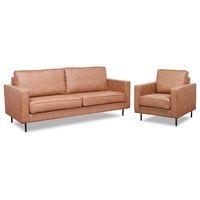 Connor Faux Leather Sofa Set Brown