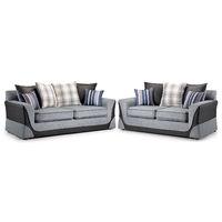 Costa Fabric 3 and 2 Seater Suite Black and Grey