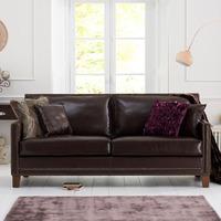 Cobalt 3 Seater Sofa In Brown Leather With Dark Ash Legs