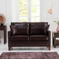 Cobalt 2 Seater Sofa In Brown Leather With Dark Ash Legs