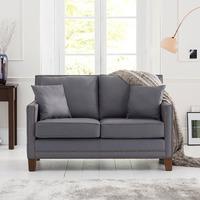 Cobalt 2 Seater Sofa In Grey Leather With Dark Ash Legs