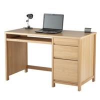 colby wooden home office desk in oak with 3 drawers