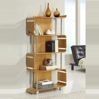 Contemporary Bookshelf In Real Oak Veneer With Chrome Tubes