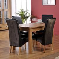 Corrick Dining Table With 4 Black Faux Leather Dining Chairs