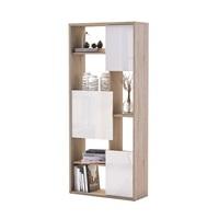 Colorado Bookcase In Brushed Oak With 3 Doors In White Gloss