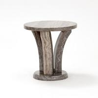 Colton Marble End Table Round In Pearl Grey