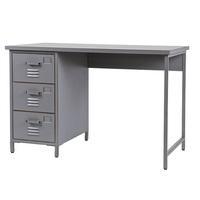 Coventry Vintage Computer Desk In Metal Grey With 3 Drawers