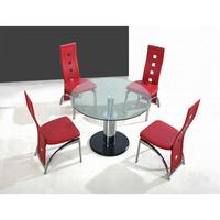 Coma Round Dining Table Small In Clear Glass With Black Base