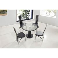 Coma Clear Glass Black Border Dining Table And 6 Chicago Chairs