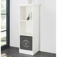 country short narrow bookcase in white with 2 shelf