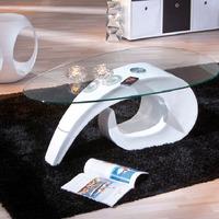Coisa Modern Clear Glass Top Coffee Table With White Base