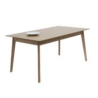 Cosmo Rectanuglar Dining Table In Carmel Glass With Wooden Legs
